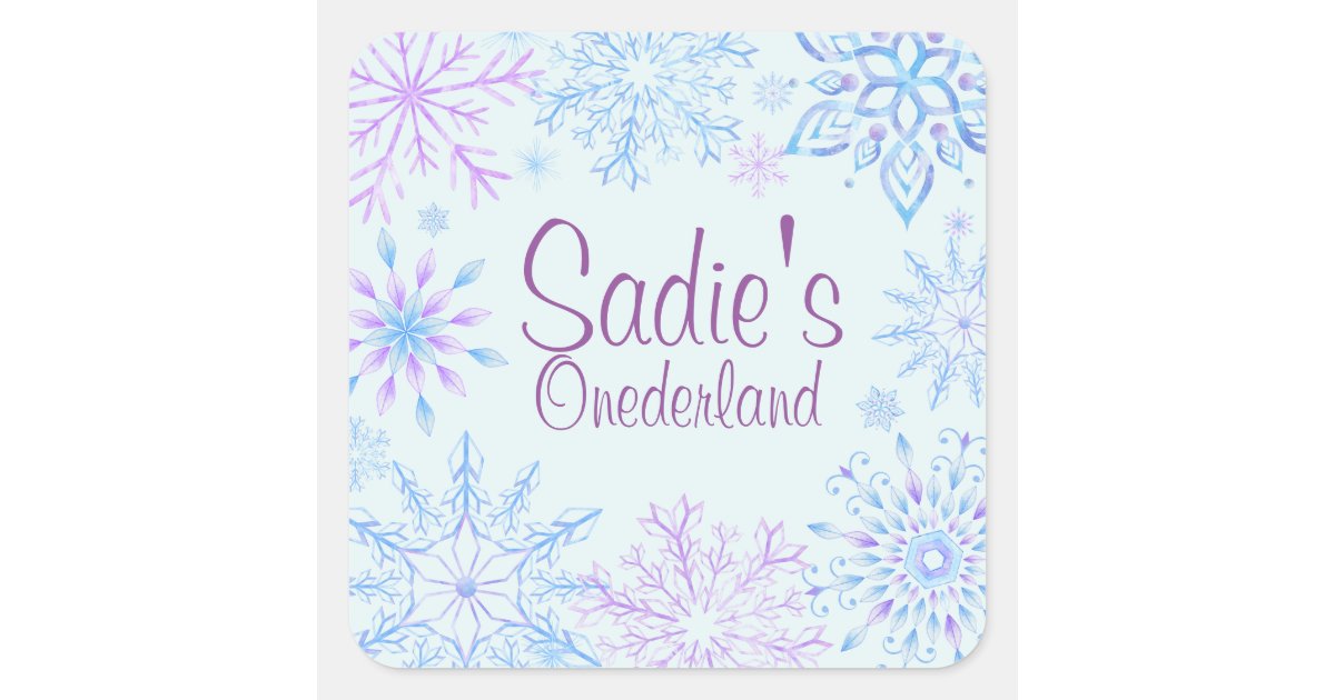 Snowflake Winter One-Derland First Birthday Square Sticker | Zazzle.ca