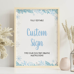 Snowflake Winter Onederland Birthday Custom Sign