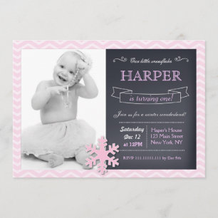 Snowflake Winter ONEderland  Birthday Invitations