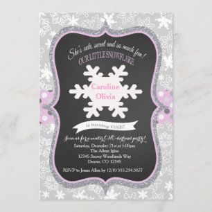 Snowflake Winter ONEderlandmBirthday Invitation