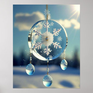 Snowflake Winter Wedding Ornament Poster