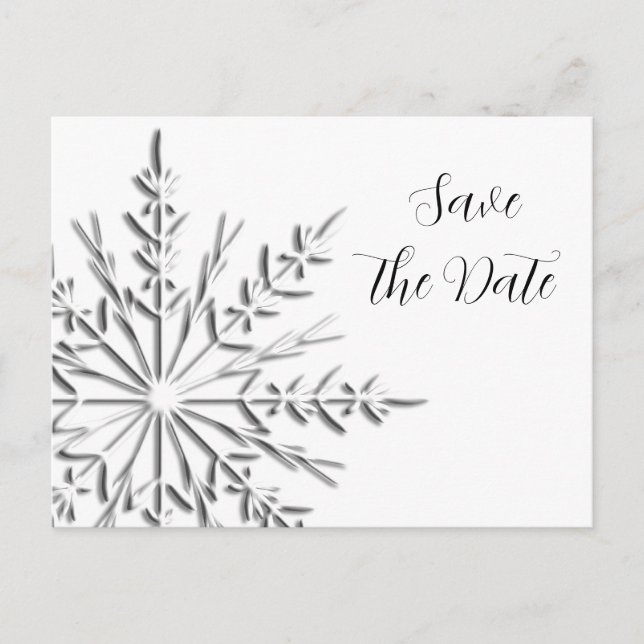 Snowflake Winter Wedding Save the Date Announcement Postcard (Front)