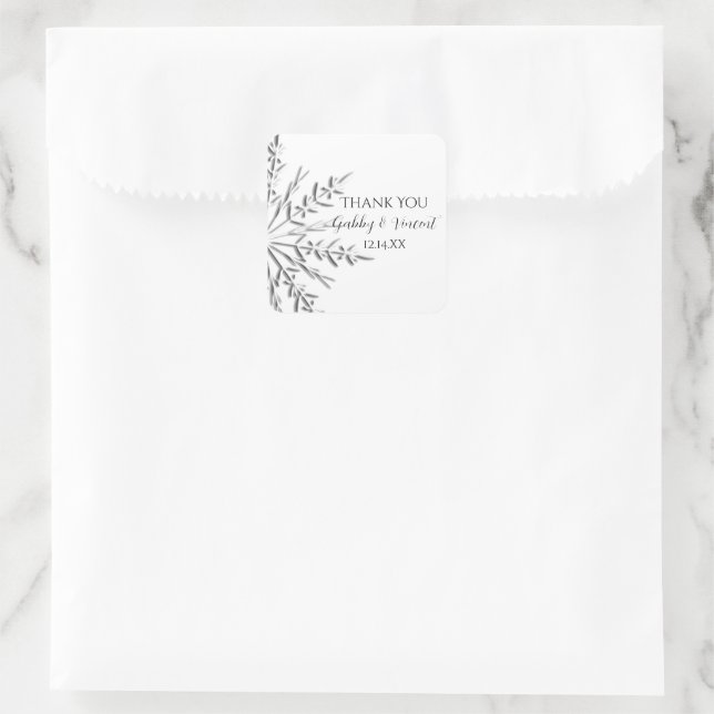 Snowflake Winter Wedding Thank You Favour Tag (Bag)