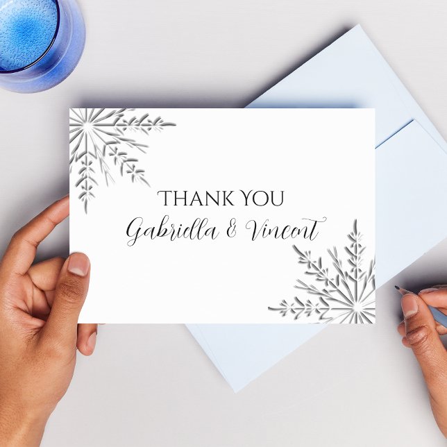 Snowflake Winter Wedding Thank You Notes - Flat (Creator Uploaded)