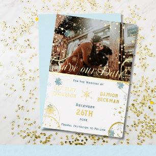 Snowflake Winter Wonderland Wedding Save the Date