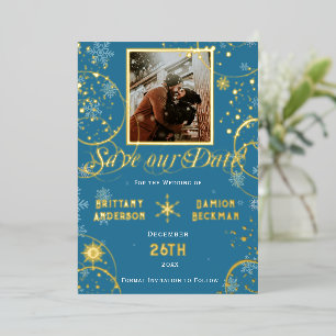 Snowflake Winter Wonderland Wedding Save the Date