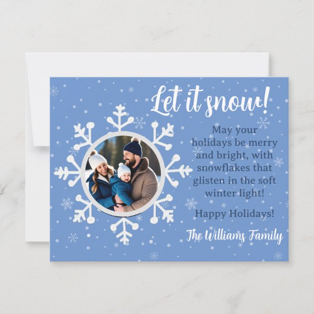 Snowflake Wishes Holiday Flat Card (Front)