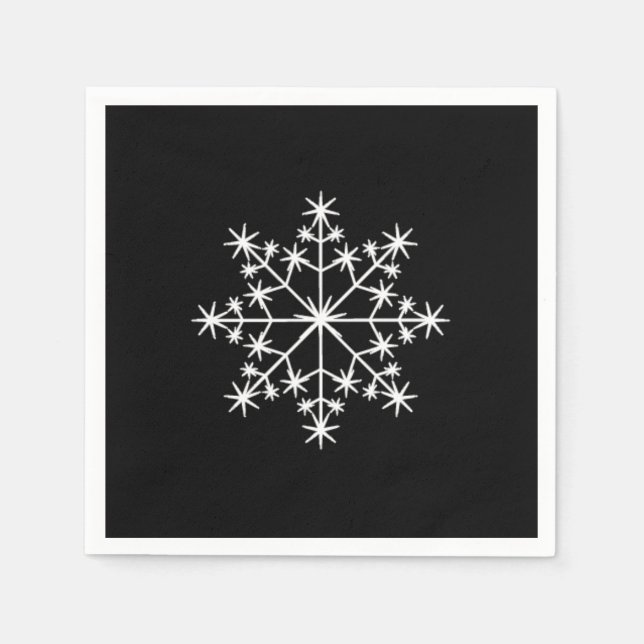 Snowflake Xmas Christmas Holiday Black White Napkin (Front)