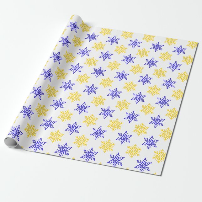 Snowflaked themed coffee mug wrapping paper (Unrolled)