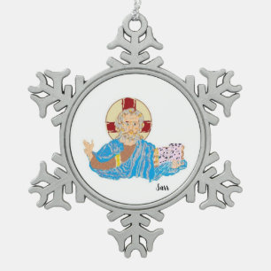 SnowflakeOrnament : lord Jesus Christ Snowflake Pewter Christmas Ornament