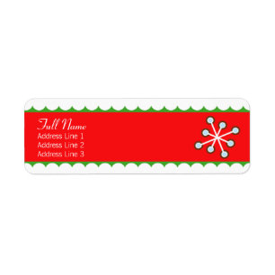 Snowflakered n green bordered christmas label