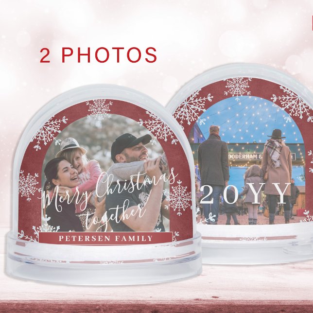 Snowflakes 2 arch photo personalized red snowglobe (Creator Uploaded)