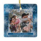 Snowflakes 2 family photo personalized blue white