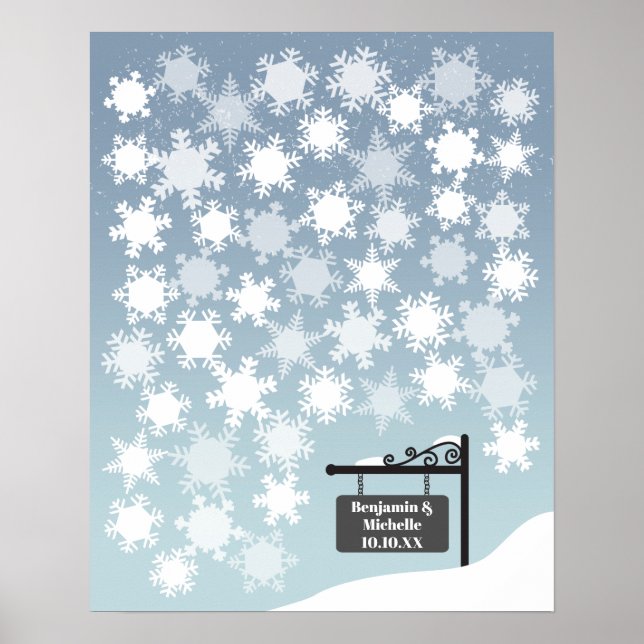 Snowflakes - 50 Signature Guest Book Alternative (Front)