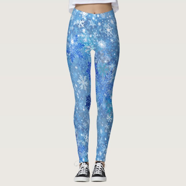 Snowflakes All-Over Print Leggings (Front)
