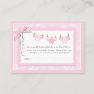 Snowflakes and Baby Carriage Diaper Raffle Ticket Enclosure Card