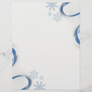 Snowflakes and Blue Ribbons Letterhead