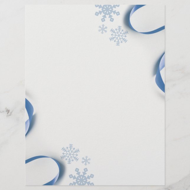 Snowflakes and Blue Ribbons Letterhead (Front)