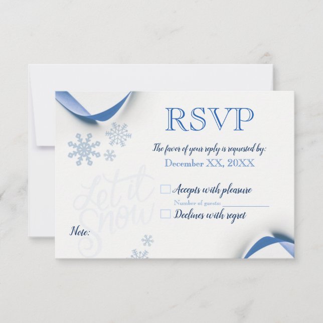 Snowflakes and Blue Ribbons RSVP (Front)