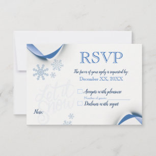 Snowflakes and Blue Ribbons RSVP Card
