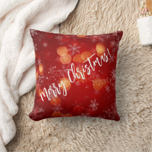 Snowflakes and Bokeh Throw Pillow