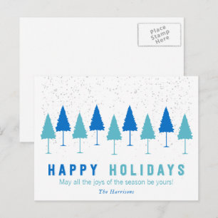 Snowflakes and Christmas Trees Holiday Postcard
