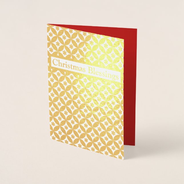 Snowflakes and Circles Gold Foil Holiday card (Front)