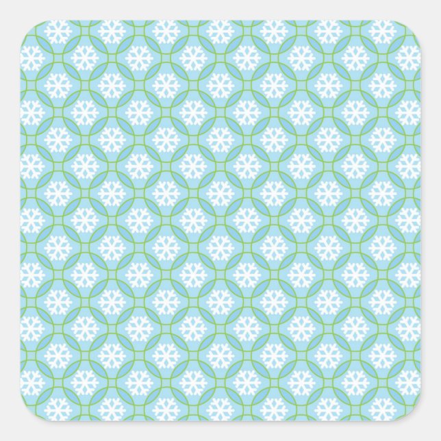 Snowflakes and Circles Square Stickers, Glossy Square Sticker (Front)