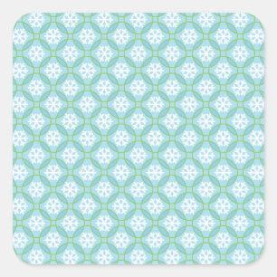 Snowflakes and Circles Square Stickers, Glossy Sticker