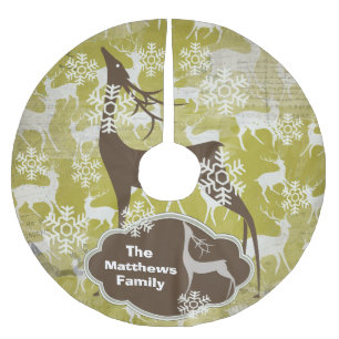 Snowflakes and Deer Custom Holiday Tree Skirt