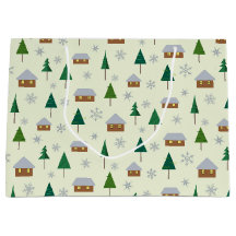 Snowflakes and fir trees gift bag