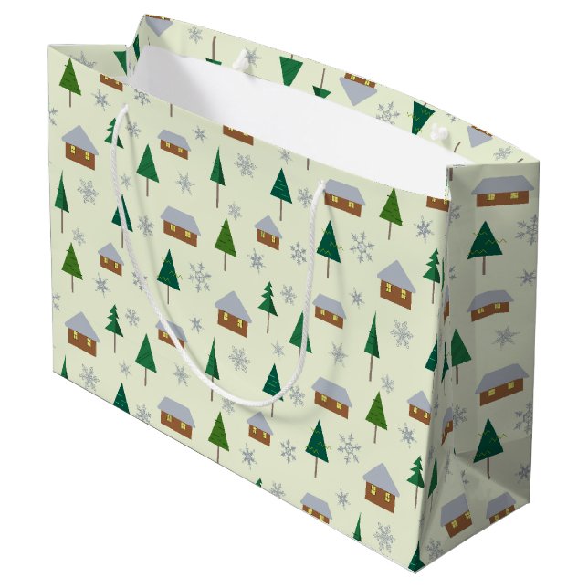 Snowflakes and fir trees gift bag (Back Angled)
