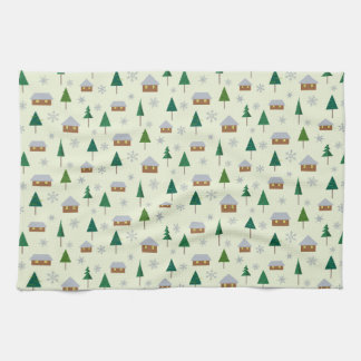 Snowflakes and fir trees kitchen towel