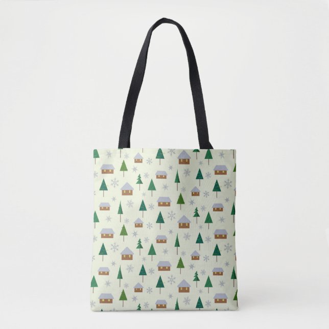 Snowflakes and fir trees tote bag (Front)