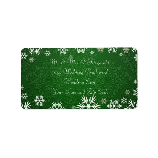 Snowflakes and Green Damask Wedding