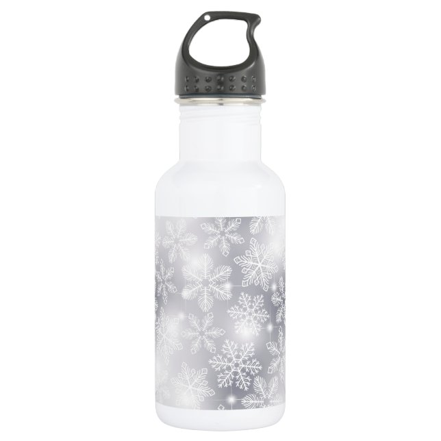Snowflakes and lights 532 ml water bottle (Front)
