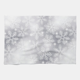 Snowflakes and lights kitchen towel