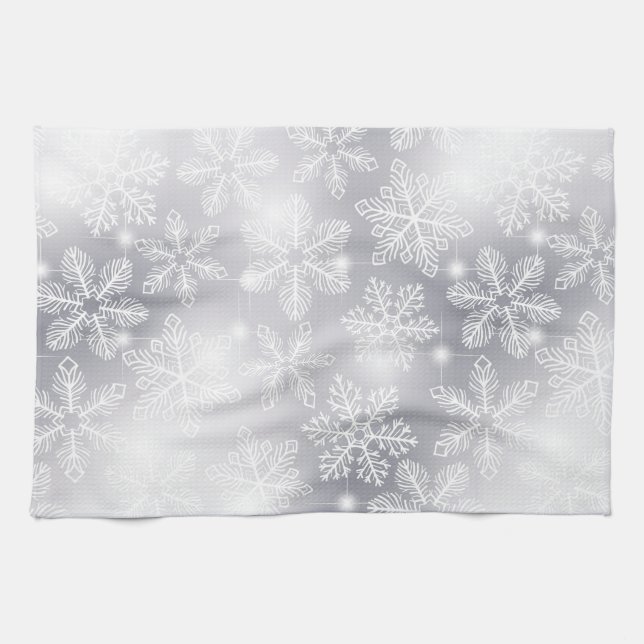Snowflakes and lights kitchen towel (Horizontal)