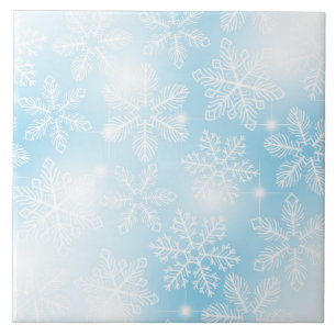 Snowflakes and lights on blue tile
