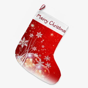 Snowflakes and Ornaments Large Christmas Stocking