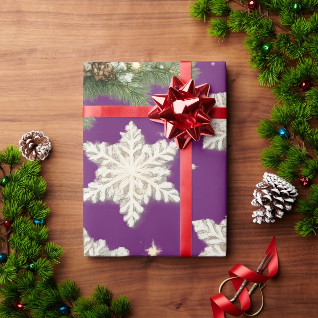Snowflakes and Pine Branches Wrapping Paper (Holiday Gift)