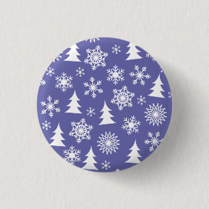 Snowflakes and Pine Trees Pattern 1 Inch Round Button