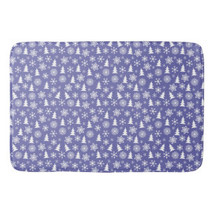 Snowflakes and Pine Trees Pattern Bath Mat