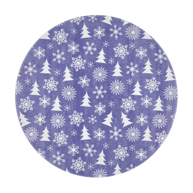Snowflakes and Pine Trees Pattern Cutting Board (Front)