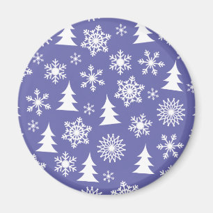 Snowflakes and Pine Trees Pattern Magnet