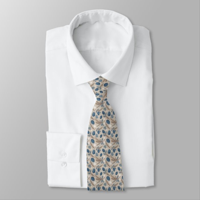 Snowflakes and Pinecones Neck Tie (Tied)