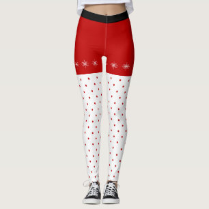 Snowflakes and Polka Dots Christmas Leggings