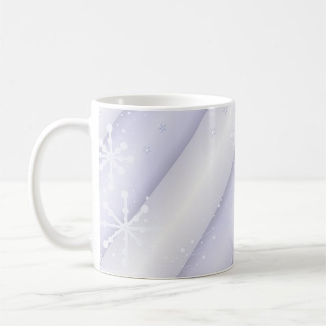 Snowflakes and Soft Stripes Coffee Mug (Left)