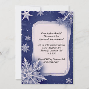 Snowflakes and Stars Christmas Party Invitation