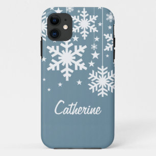 Snowflakes and Stars CM iPhone 5 BT ID Case, Blue iPhone 11 Case